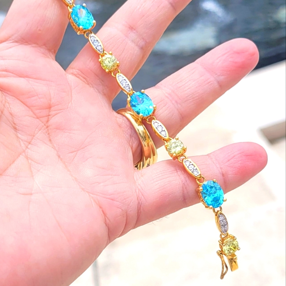 Elegant Blue and Yellow Gemstone Bracelet